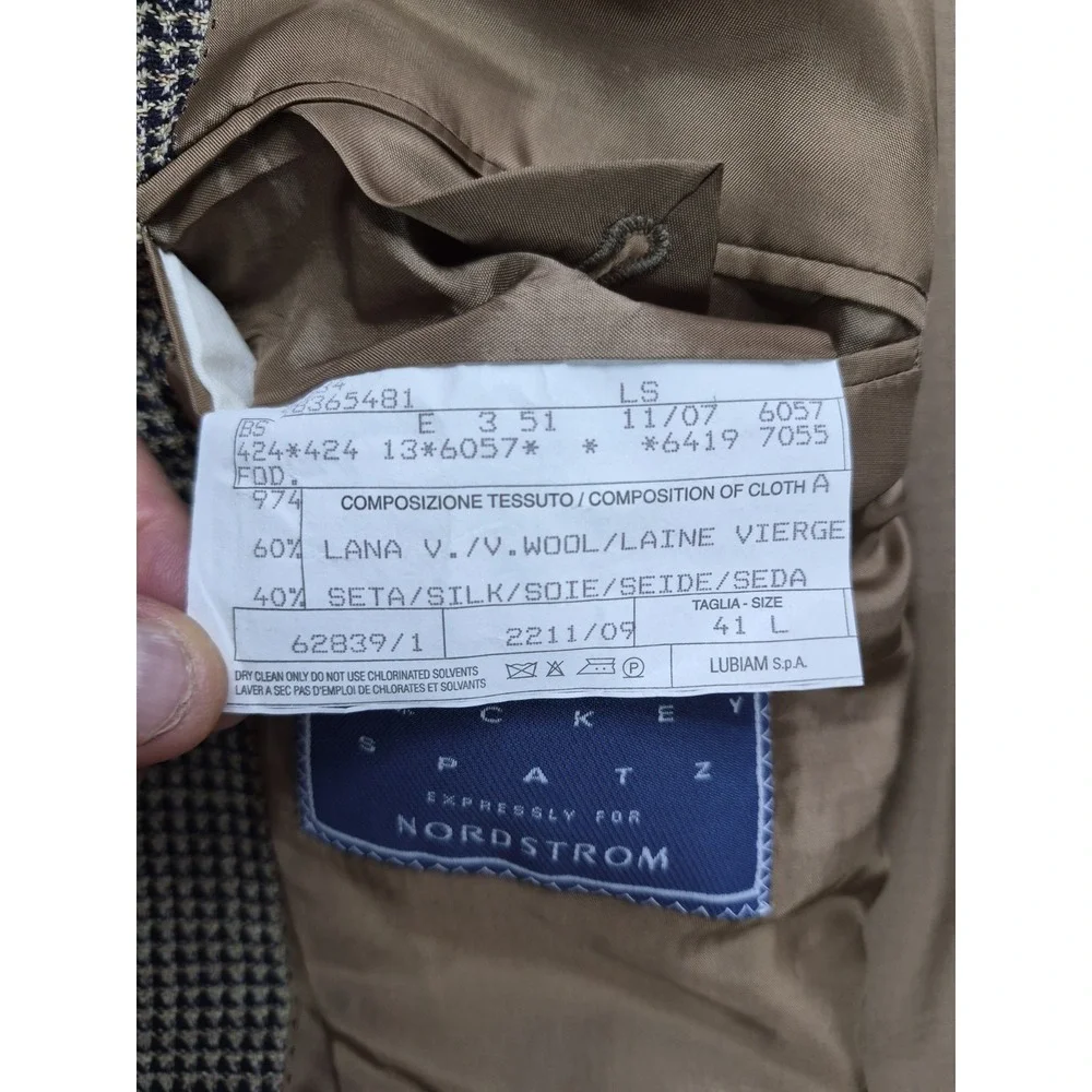 Mickey Spatz Mens 41L Wool Sport Coat Beige Italy 3 Button Check Blazer